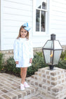 Long Sleeve Holly Day Dress - Belle Meade Bow (Buckhead Blue) with Worth Avenue White
