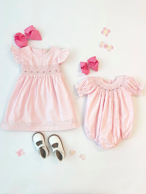 Addie Angel Sleeve Dress - Palm Beach Pink Dallas Dot