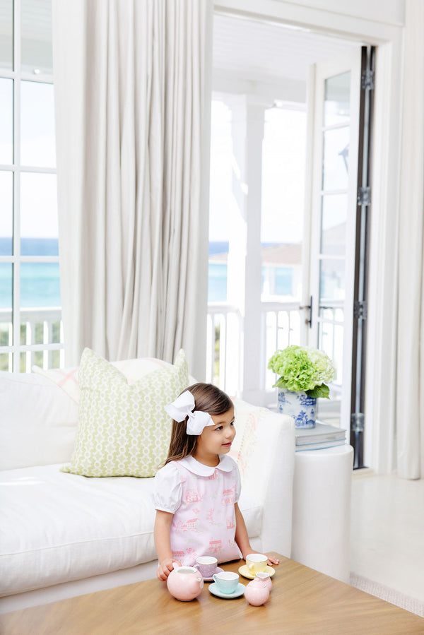 Maude's Peter Pan Collar Shirt & Onesie (Short Sleeve Woven) - Worth Avenue White