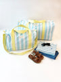 Logan's Long Weekend Bag - Belhaven Blue Ticking Stripe with Lake Worth Yellow
