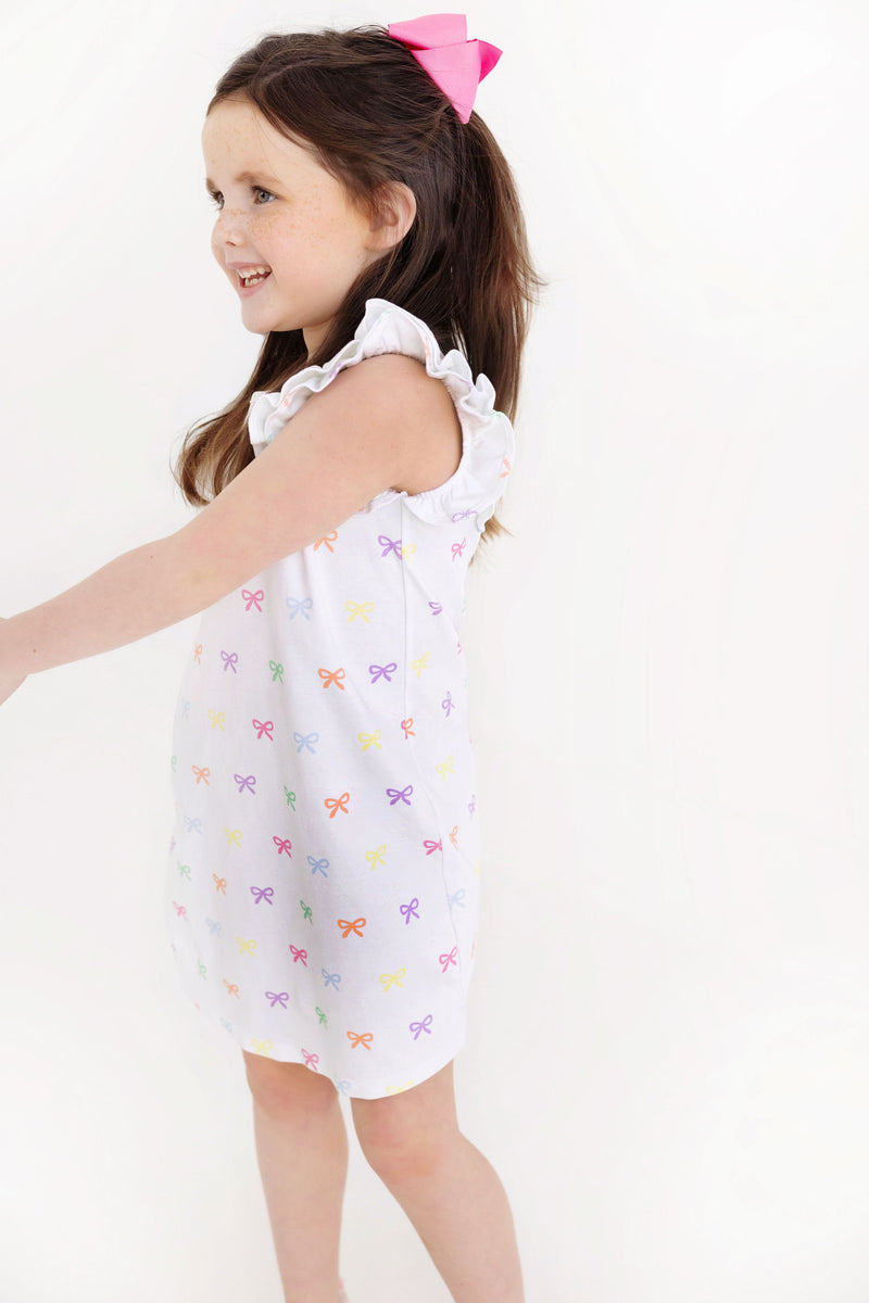 Ruehling Ruffle Dress - Bitty Bows (Worth Avenue White)