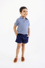 Prim & Proper Polo & Onesie - Sumner County Stripe (Barbados Blue) with Nantucket Navy Stork
