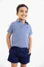 Prim & Proper Polo & Onesie - Sumner County Stripe (Barbados Blue) with Nantucket Navy Stork