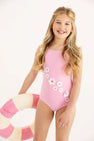St. Lucia Swimsuit - Hamptons Hot Pink & Seashore Sherbet with Flowers