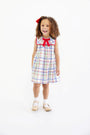 Sleeveless Stewart's Square Collar Dress - Wellington Windowpane with Richmond Red