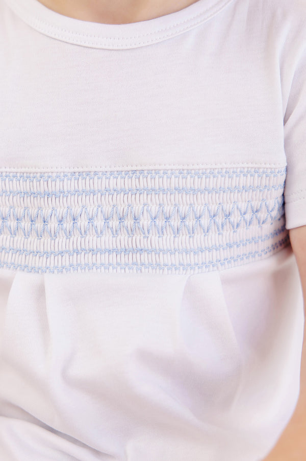 Sebastian Smocked Romper - Worth Avenue with Beale Street Blue with Sarasota Sky