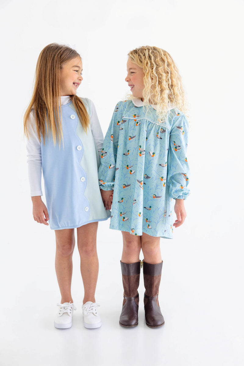 Long Sleeve Maerin Fitz Frock - Fine Weather For Ducks with Worth Avenue White