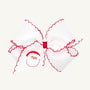 Wee Ones Hair Bow - Christmas Embroidery with Moonstitch Edge