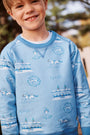 Cassidy Comfy Crewneck - A Day at the Derby (Beale Street Blue) with Sunrise Blvd Blue