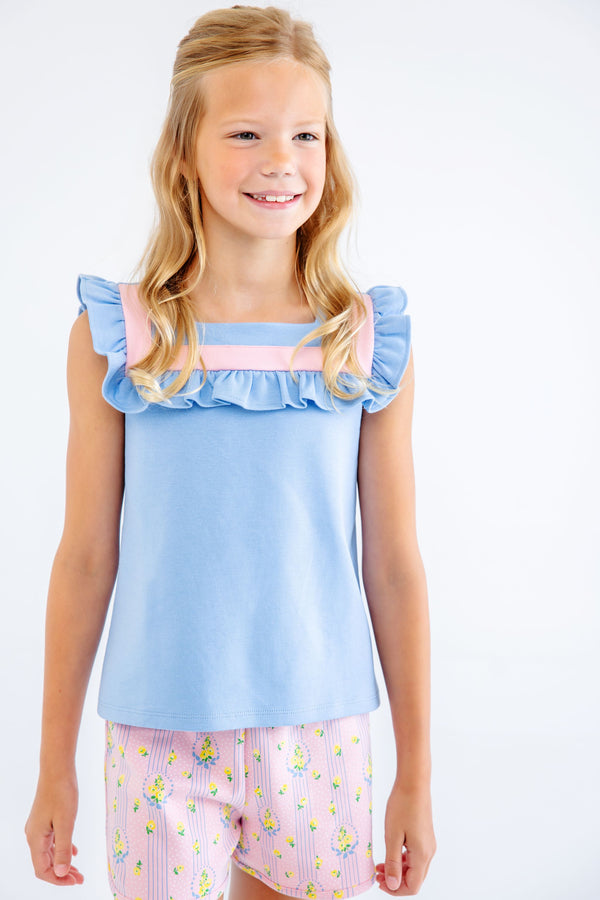 Darla Day Top - Sarasota Sky & Sandpearl Pink