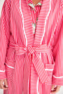The Rest Awhile Robe - Richmond Red & Hamptons Hot Pink in red and pink stripes, featuring white piping and a tied waist sash.