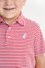 Prim & Proper Polo & Onesie - Sumner County Stripe (Richmond Red) with Beale Street Blue Stork