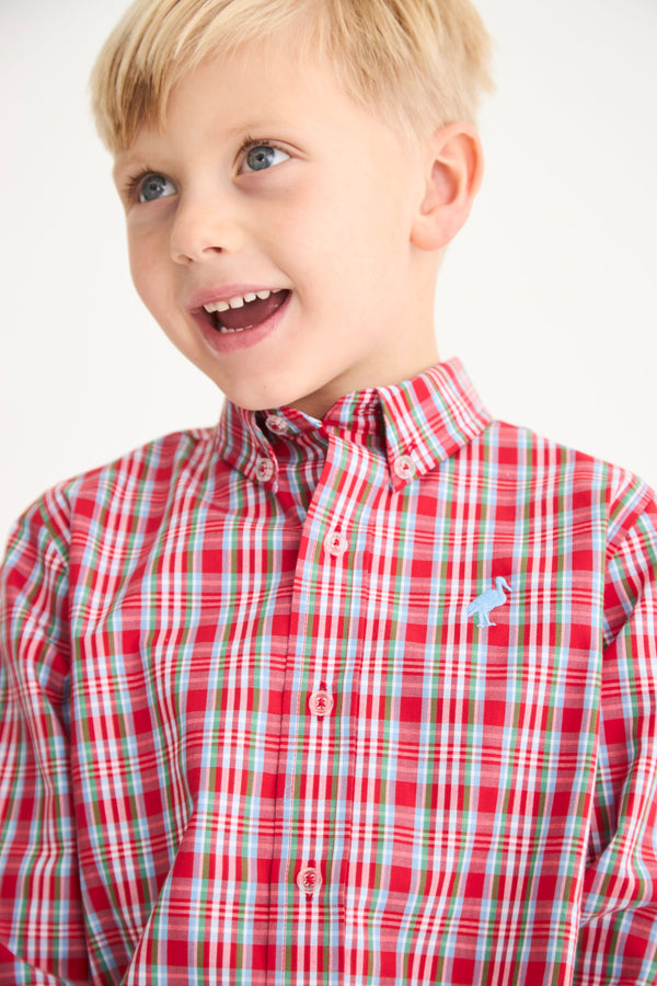 Dean's List Dress Shirt - Woodspoint Plaid with Barrington Blue Stork