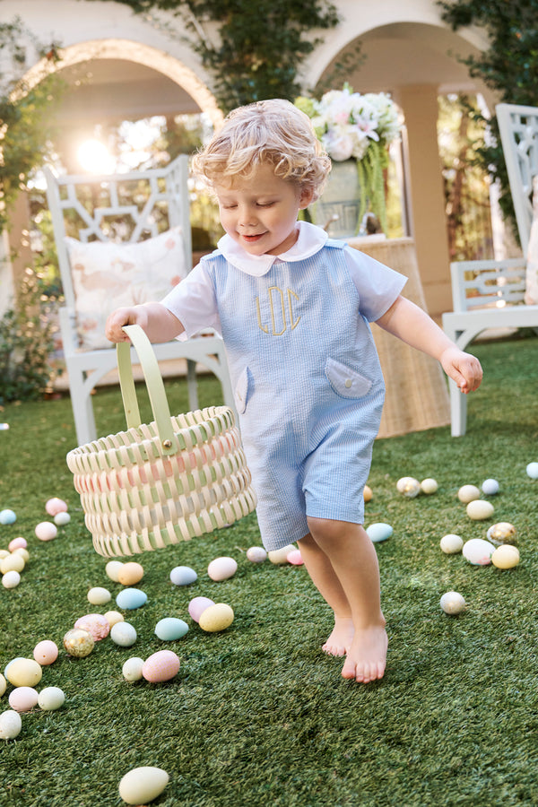 Prescott Pocket Jon Jon - Breakers Blue Seersucker with Worth Avenue White