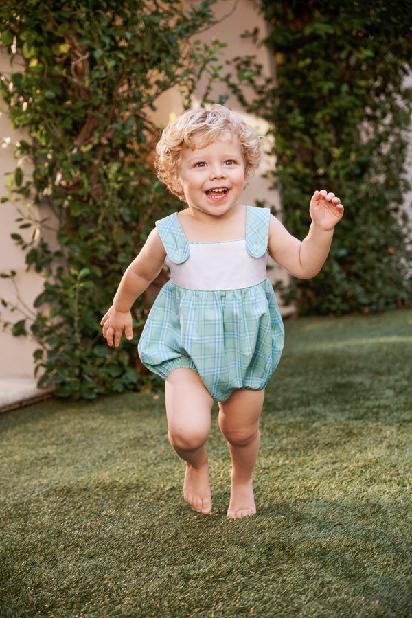 Bingham Bubble - Pelham Bay Plaid (Green) with Worth Avenue White