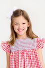 Angel Sleeve Daphne Bell Dress - Richmond Red Gingham with Belhaven Blue