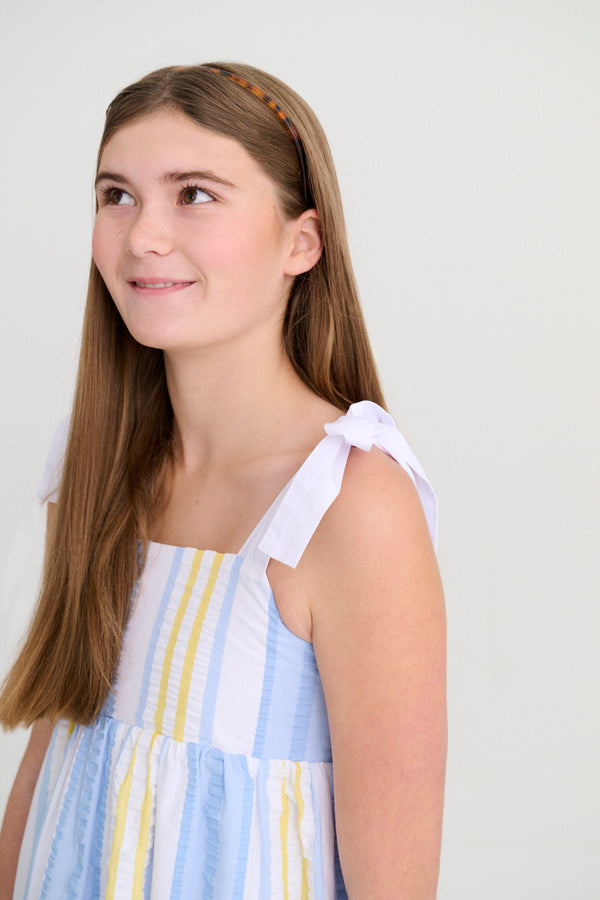 Macie Midi Dress - Sobro Seersucker & Worth Avenue White