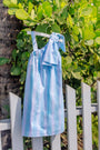 Maebelle Bow Dress - Belhaven Blue Ticking Stripe