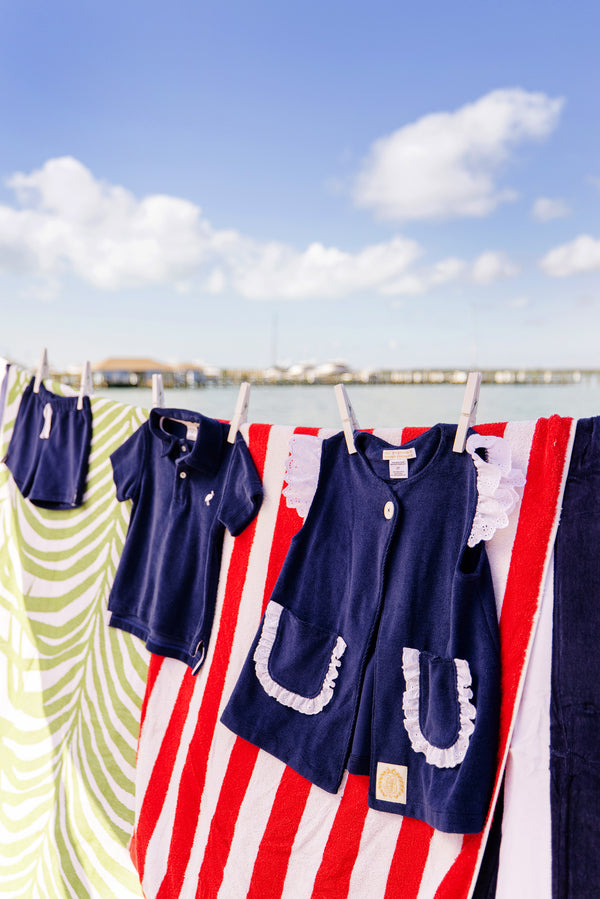 Callie Cover Up (Terrycloth) - Nantucket Navy with Worth Avenue White