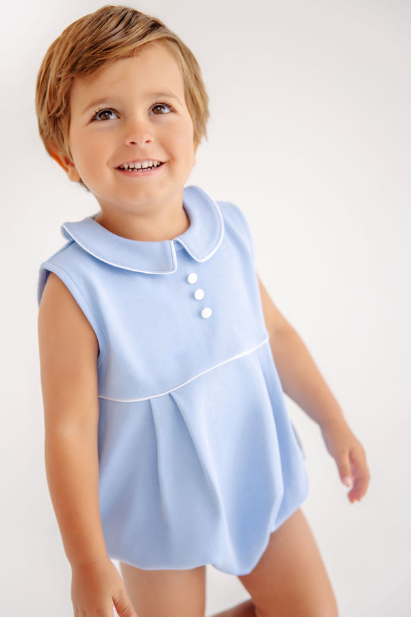 Sleeveless Bradford Bubble - Sarasota Sky & Worth Avenue White