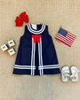 Madge Main Sail Dress - Nantucket Navy with Worth Avenue White & Richmond Red