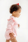 Long Sleeve Smocked Biltmore Bubble - Sandpearl Pink with Rosebud Smocking