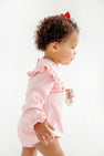 Long Sleeve Smocked Biltmore Bubble - Sandpearl Pink with Rosebud Smocking