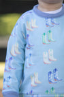 Cassidy Comfy Crewneck - Cute to Boot (Buckhead Blue) with Park City Periwinkle