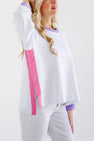 Courtney's Cozy Crewneck (Women) - Worth Avenue White with Palisades Purple & Romany Rose