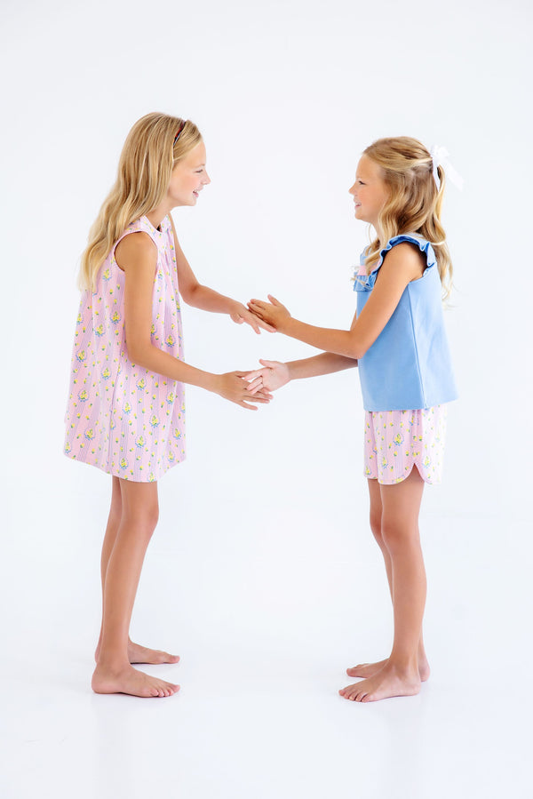 Sleeveless Dowell Day Dress - Central Park Posies & Worth Avenue White