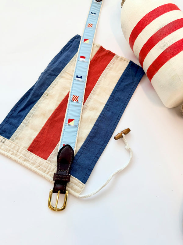 Bullock Belt - Keeneland Khaki with Nautical Flags