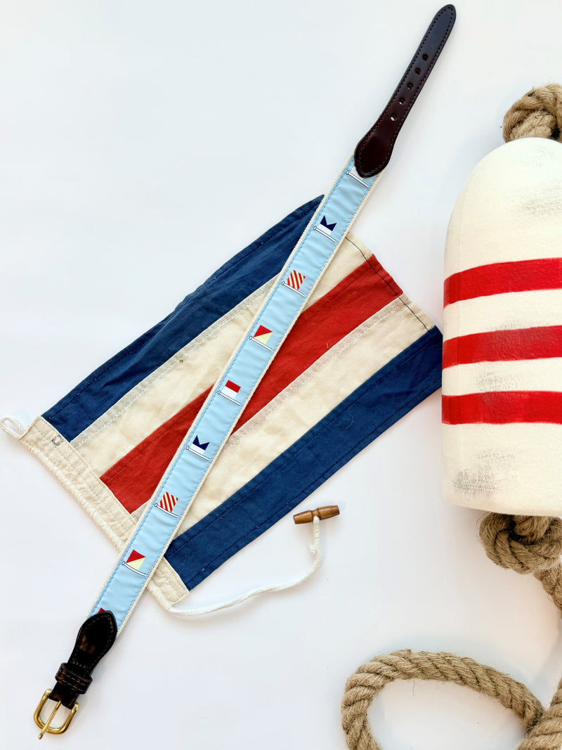 Bullock Belt - Keeneland Khaki with Nautical Flags