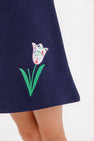 Tatum's Turtleneck Dress - Nantucket Navy with Fair Street Floral Tulip Applique