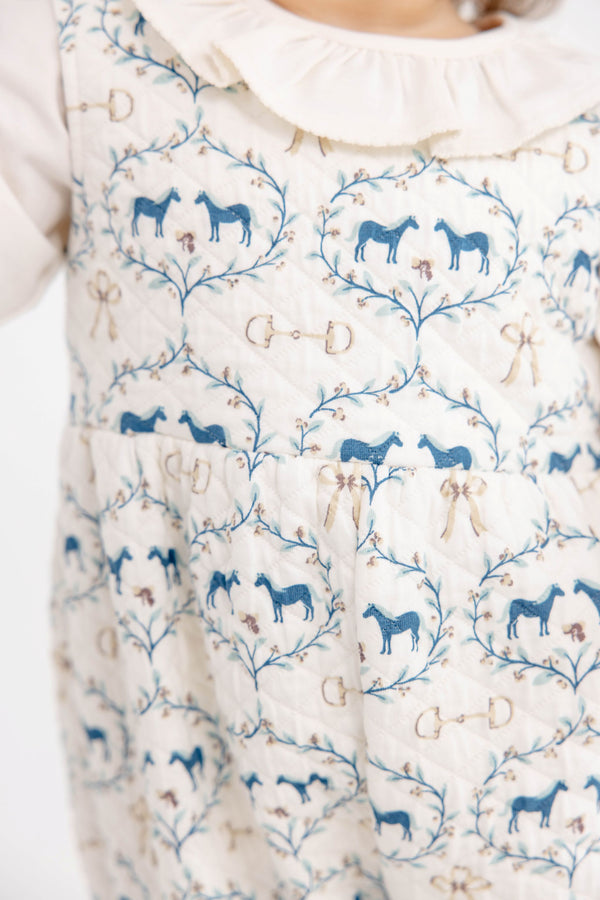 Sleeveless Rebecca Romper Quilted - Horse Bits & Bows with Palmetto Pearl
