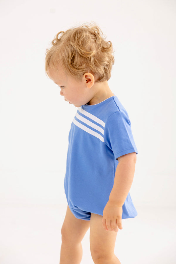 Short Sleeve Beau Bubble - Sunrise Blvd. Blue with Worth Avenue White