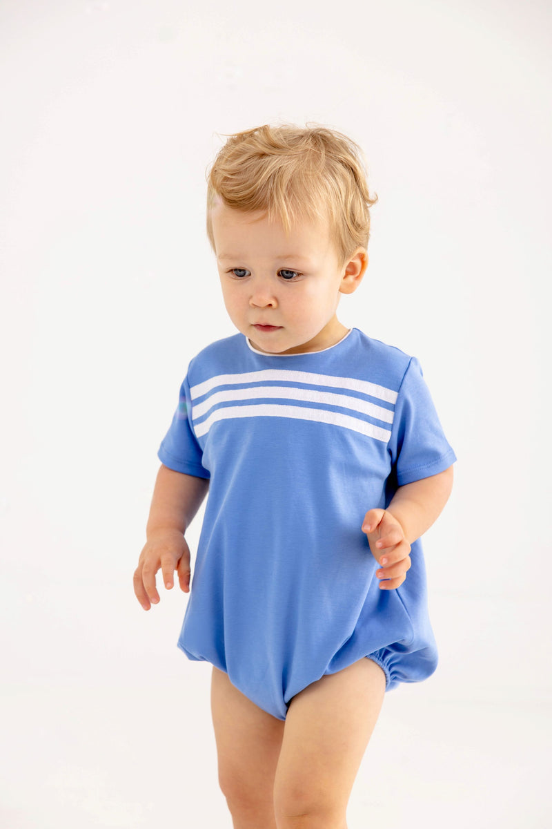 Short Sleeve Beau Bubble - Sunrise Blvd. Blue with Worth Avenue White