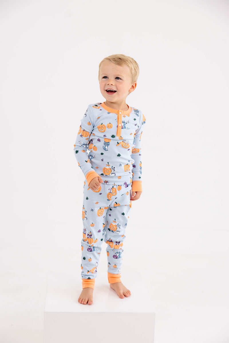 Payton Pajama Set - Candy & Critters (Buckhead Blue) with Seashore Sherbet