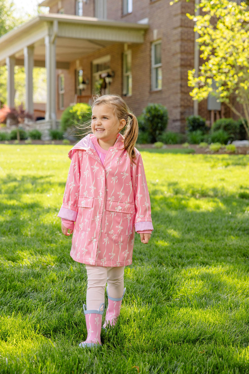 Liquid Sunshine Slicker - Bell Court Bows (Hamptons Hot Pink)