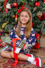 Cassidy Comfy Crewneck Dress Quilted - Keeping Spirits Bright (Nantucket Navy)