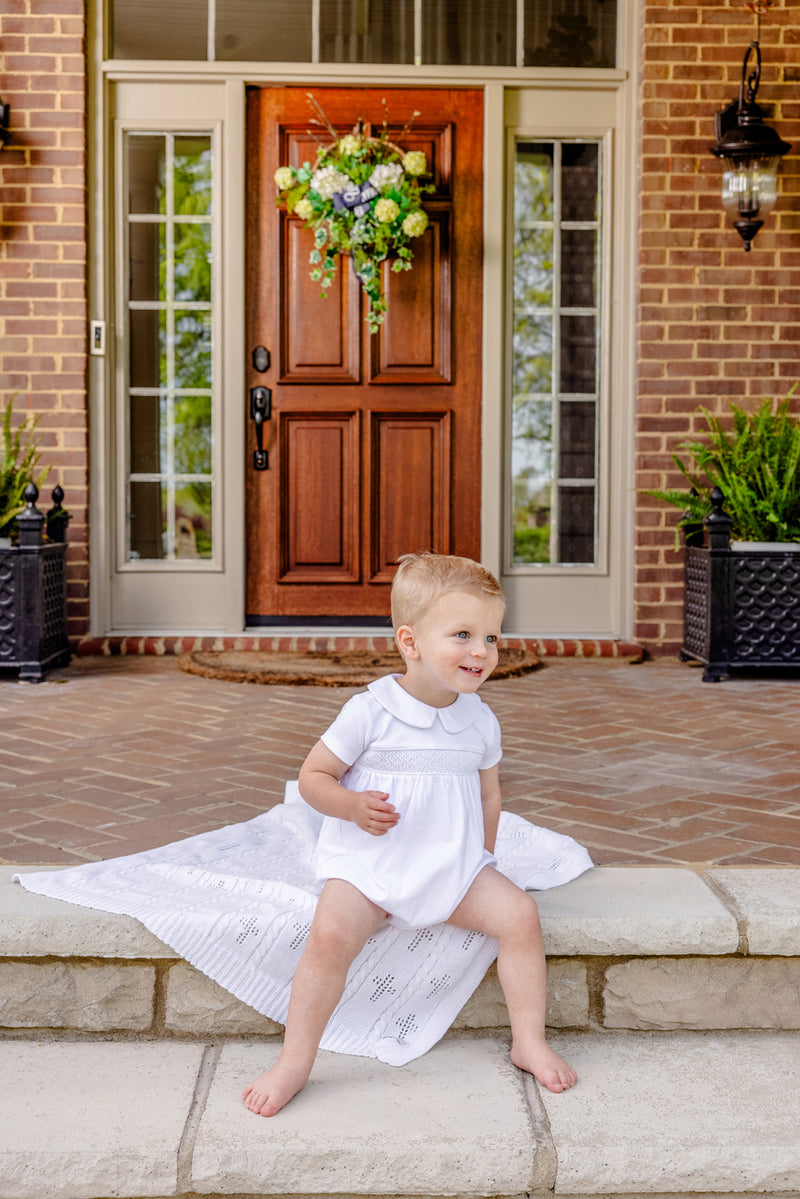 Bailey Baby Blanket - Worth Avenue White with Crosses
