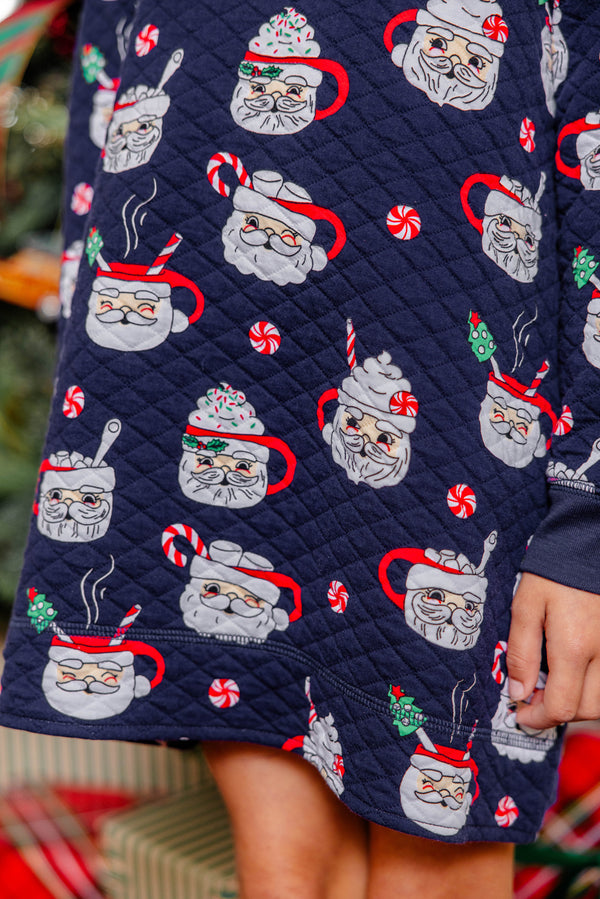 Cassidy Comfy Crewneck Dress Quilted - Keeping Spirits Bright (Nantucket Navy)