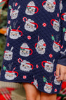 Cassidy Comfy Crewneck Dress Quilted - Keeping Spirits Bright (Nantucket Navy)