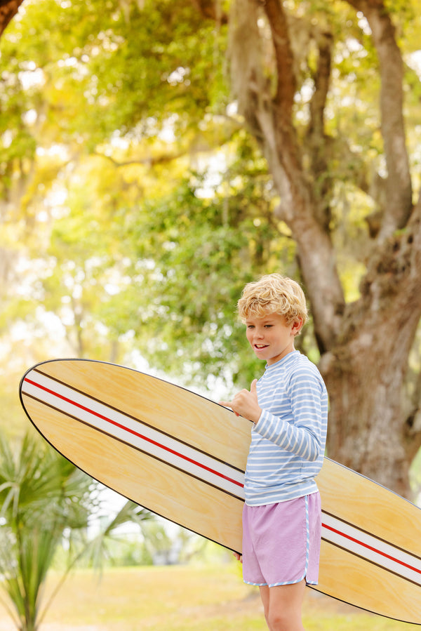 Tanner Trunks - Valley High Violet with Sarasota Sky Stripe