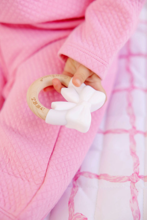 Bow Wooden & Silicone Teether (3-Pack) - Lauderdale Lavender, Hamptons Hot Pink & Worth Avenue White