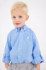 Dean's List Dress Shirt - Sunrise Blvd Blue Mini Gingham with Worth Avenue White Stork