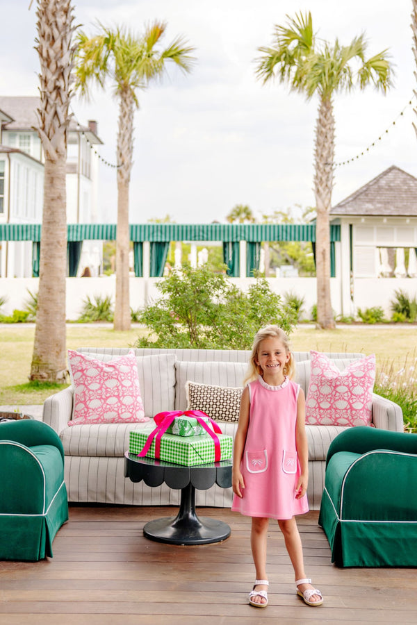 Lizzie's Luxe Leisure Dress - Romany Rose with Palm Beach Pink & Bow Applique