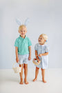 Prim & Proper Polo & Onesie - Turks Teal with Multicolor Stork