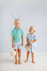 Prim & Proper Polo & Onesie - Turks Teal with Multicolor Stork