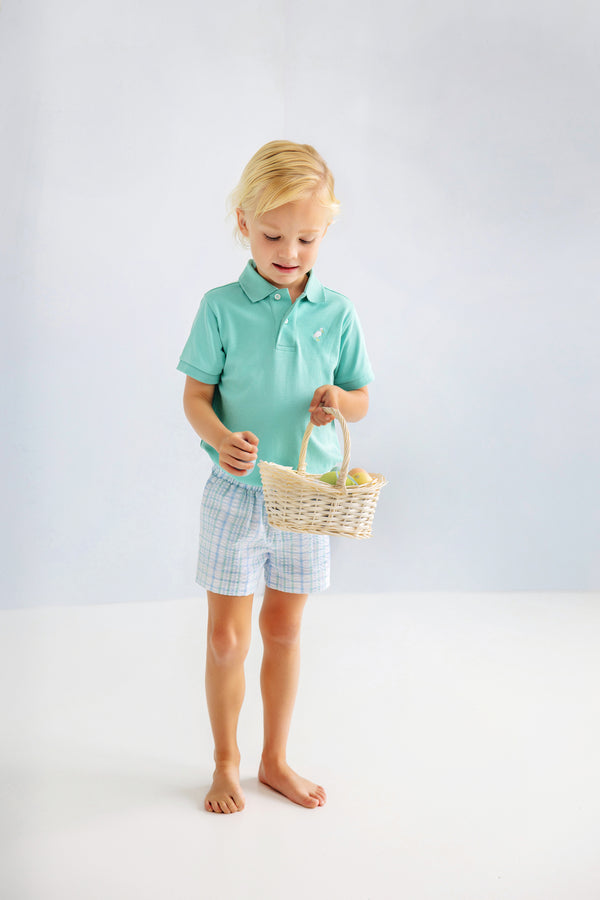 Prim & Proper Polo & Onesie - Turks Teal with Multicolor Stork