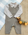 Peter Pan Collar Shirt & Onesie (Long Sleeve Woven) - Grantley Gray Windowpane